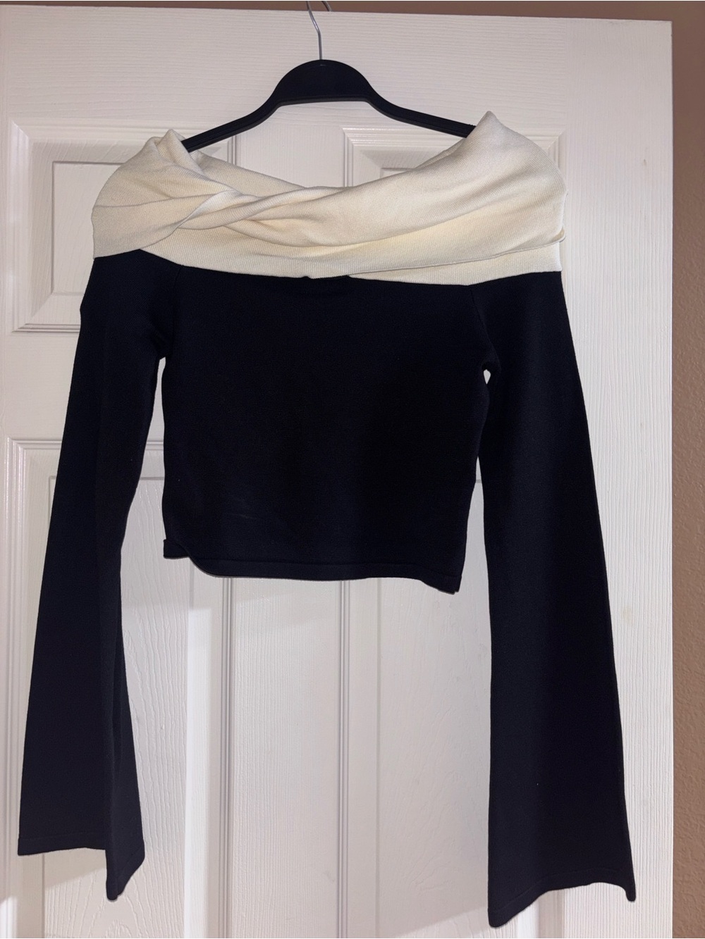MESHKI Yoko contrast overlay knit top